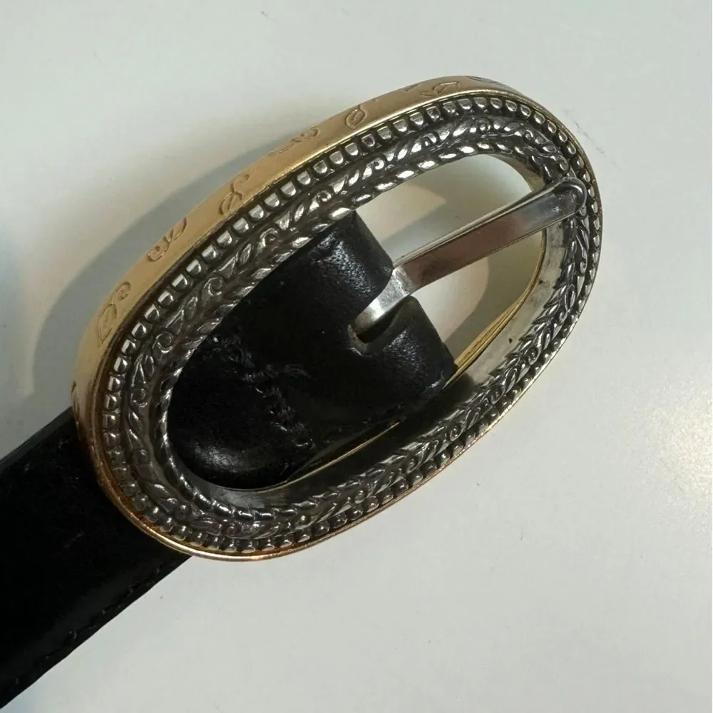 Vintage Leather Reversible Twist Black Brown Flip Belt 36